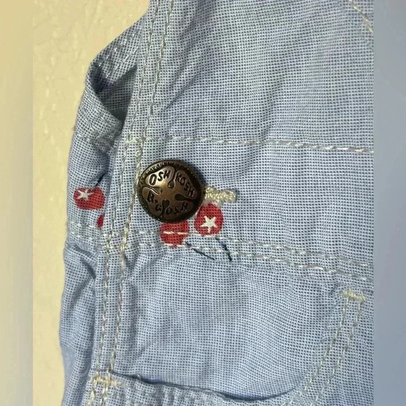 Oshkosh B’Gosh Cherry Print Pale Blue Lightweight Overall Toddler Dress SIZE 3T - Picture 7 of 9
